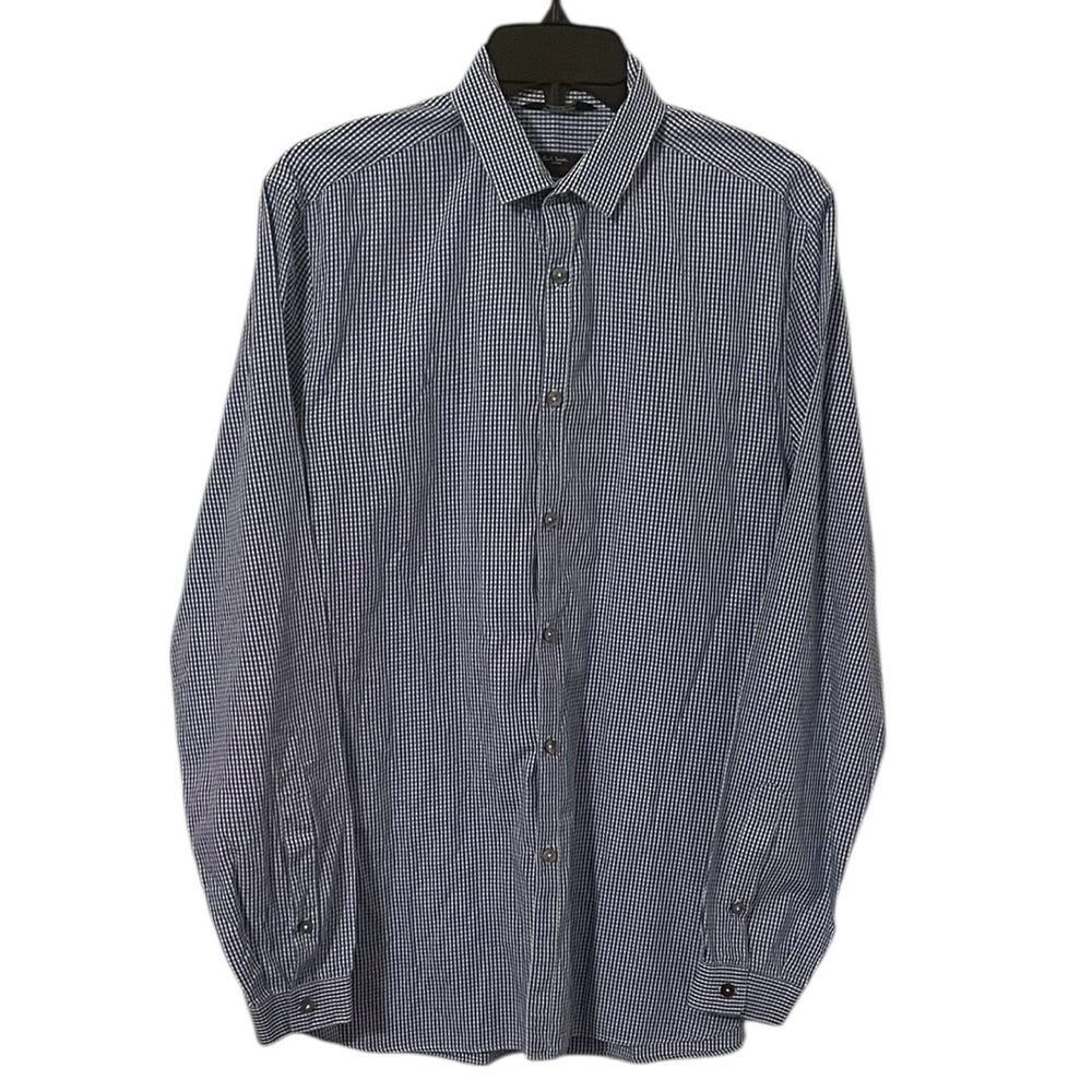 Paul Smith London Men’s White Blue Plaid Button Up Shirt Size Neck M (15.5)